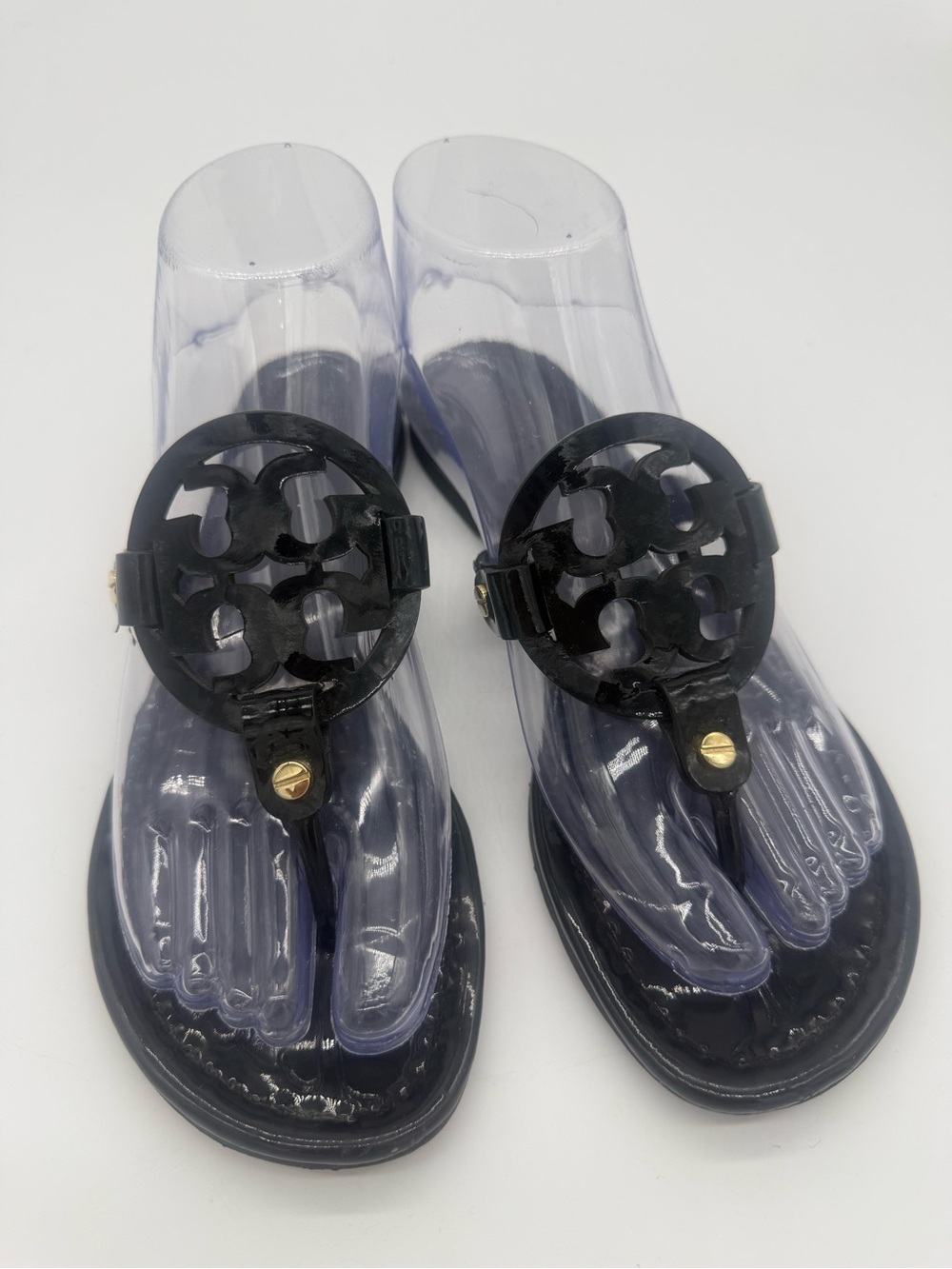 Tory Burch Black Miller Patent Leather Thong Sandals